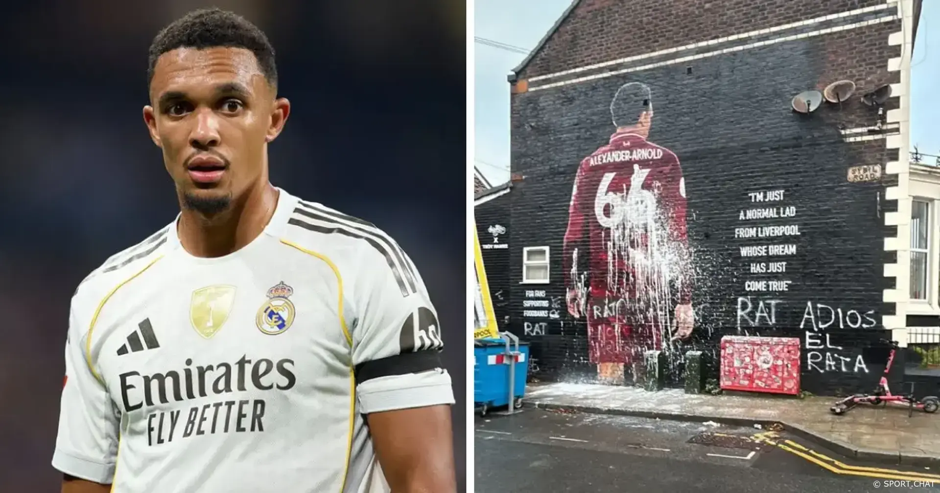 «Прощай, крыса»: в Ливерпуле осквернили мурал с Трентом Александер-Арнольдом перед матчем с «Реалом»
