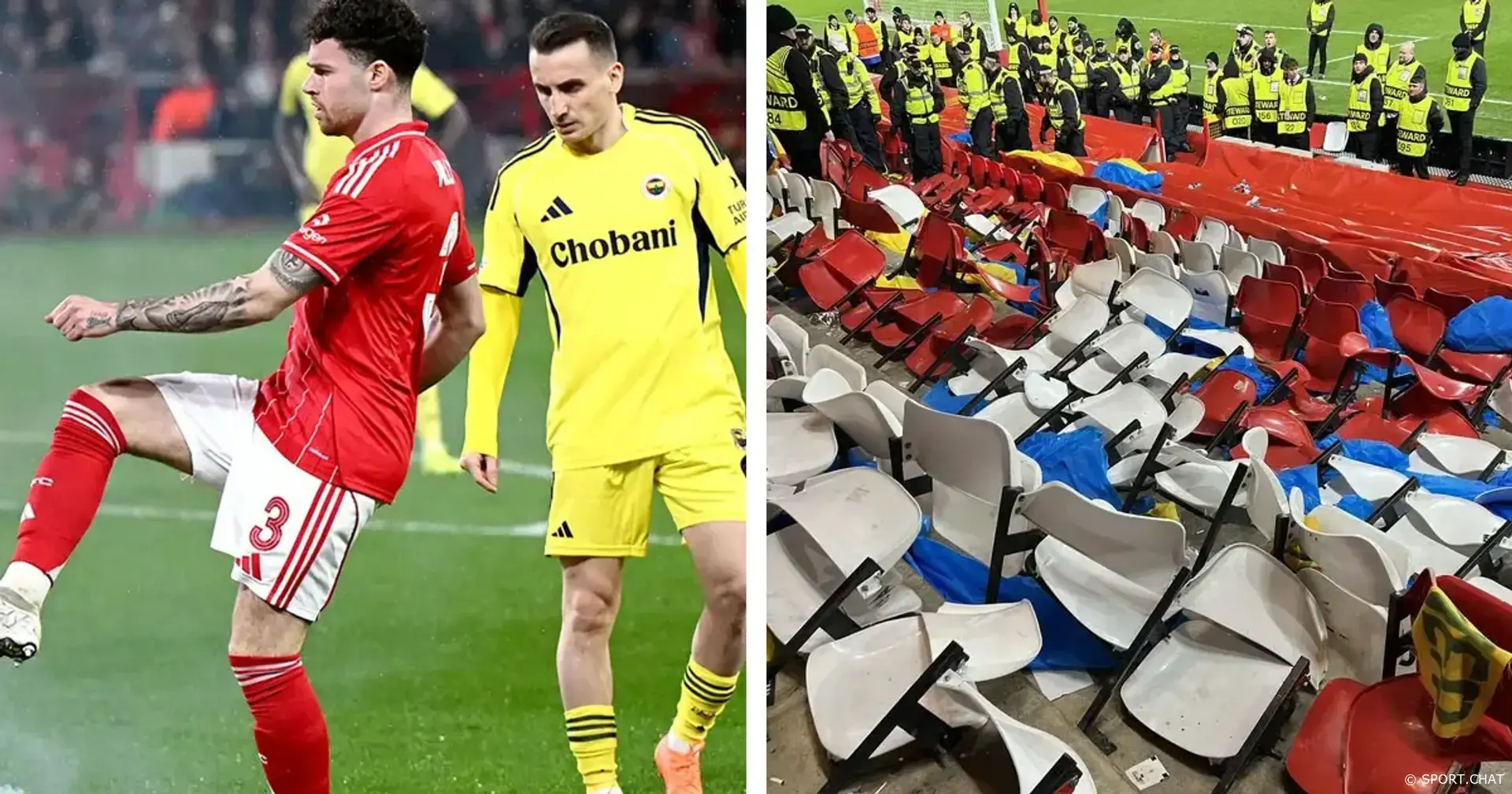 Скандал на «Сити Граунд»: фанаты «Ноттингем Форест» спровоцировали «Фенербахче», гости разгромили сектор.Видео.