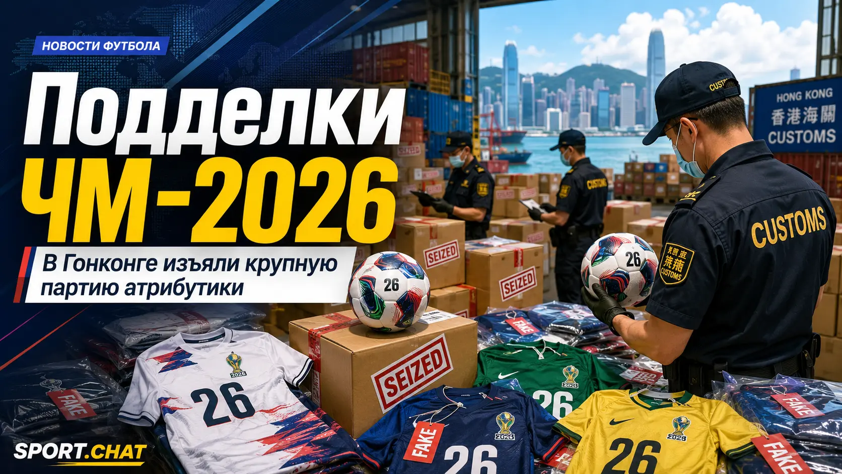 В Гонконге изъяли поддельные товары ЧМ-2026 почти на $20 млн: форма и мячи должны были уйти за границу