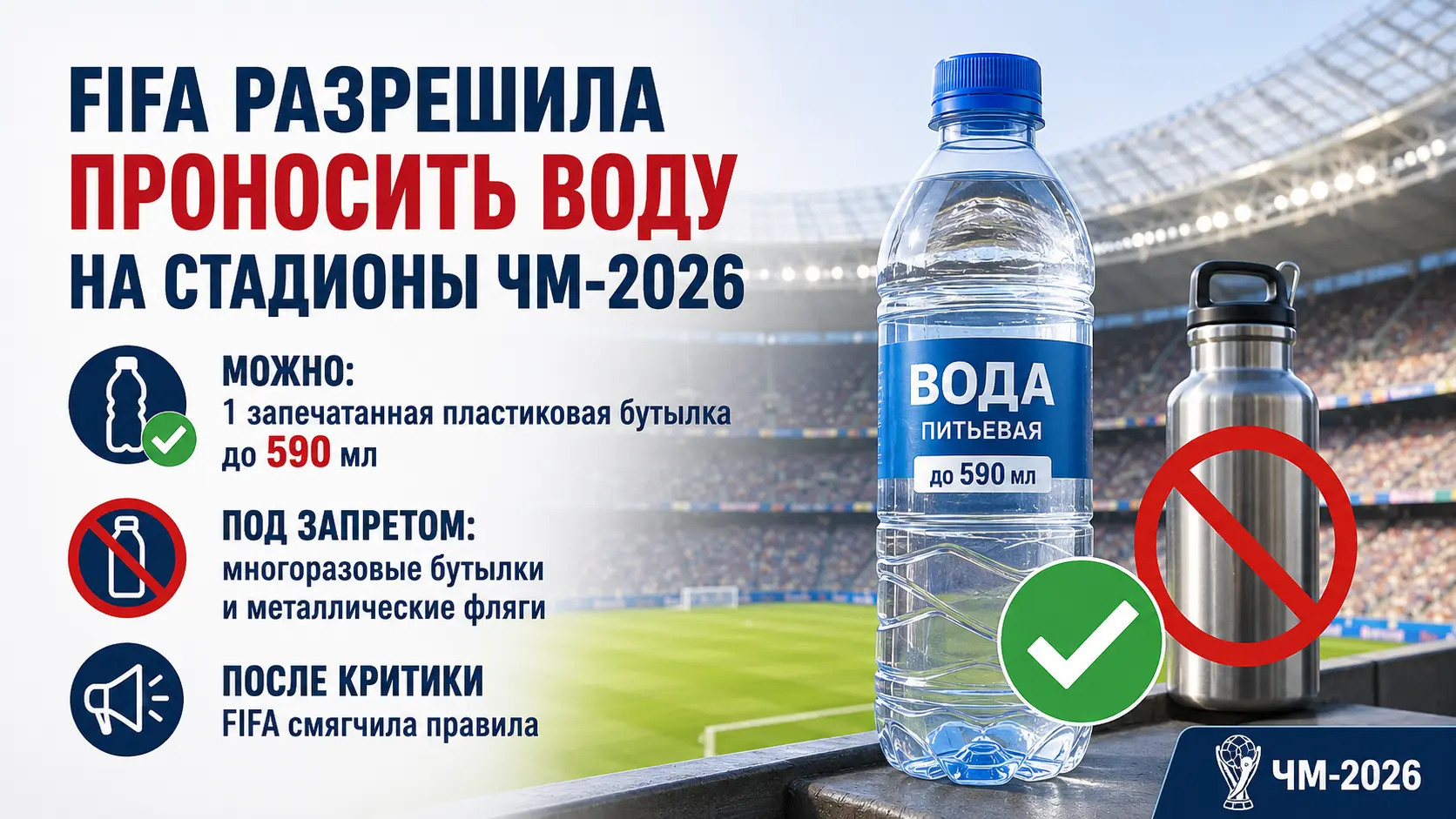 FIFA отменила запрет на воду на ЧМ-2026 после жёсткой реакции болельщиков
