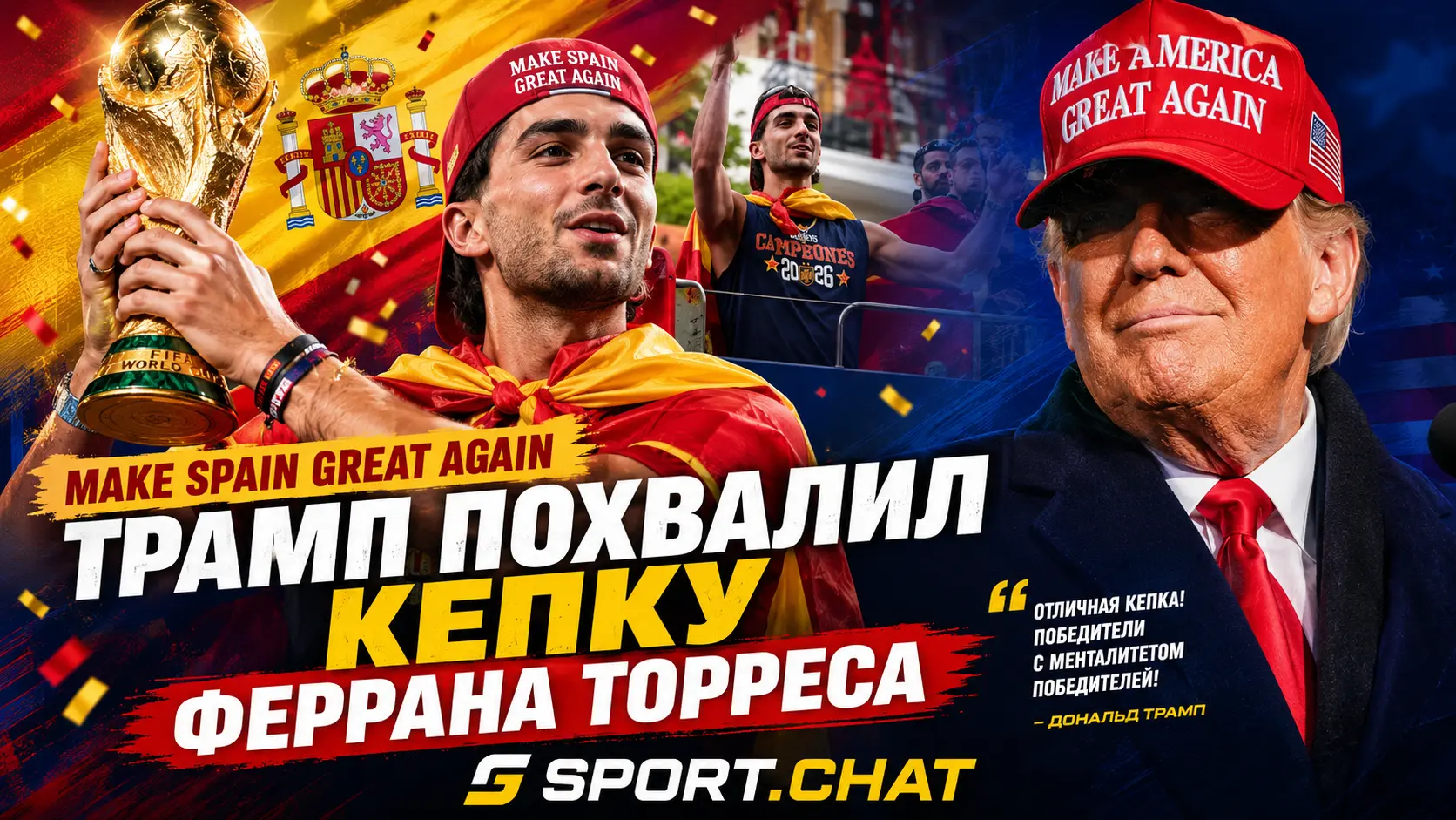 Дональд Трамп похвалил Феррана Торреса за кепку «Make Spain Great Again»