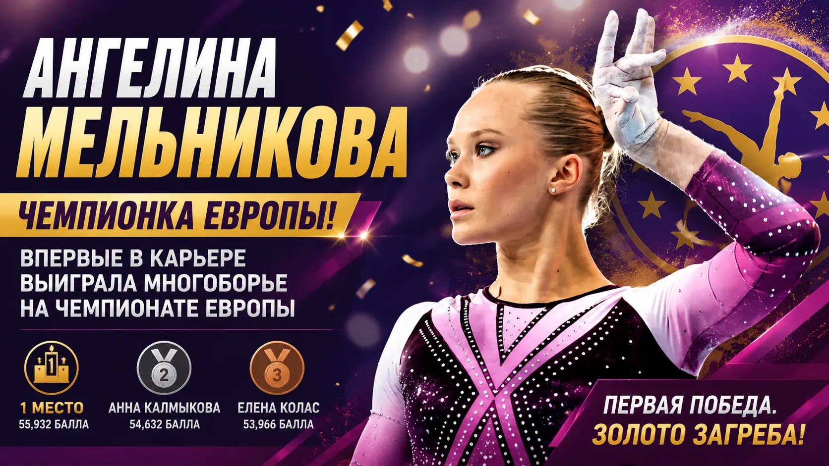 Ангелина Мельникова впервые в карьере выиграла многоборье на чемпионате Европы