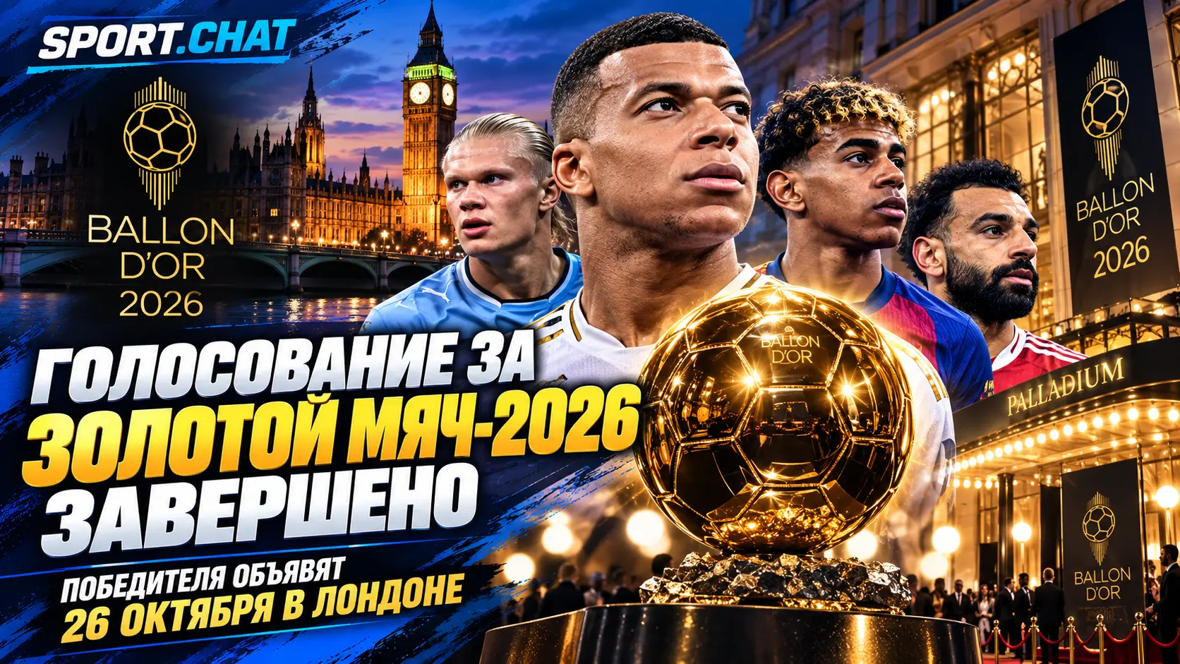 Голосование за «Золотой мяч»-2026 завершено: победителя объявят 26 октября в Лондоне — полный список 30 номинантов