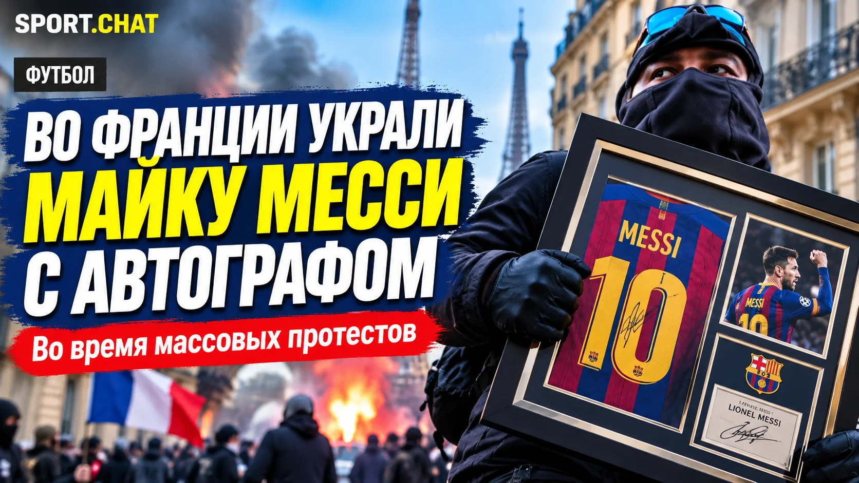 Во Франции во время массовых протестов украли футболку Месси с автографом и капитанскую повязку