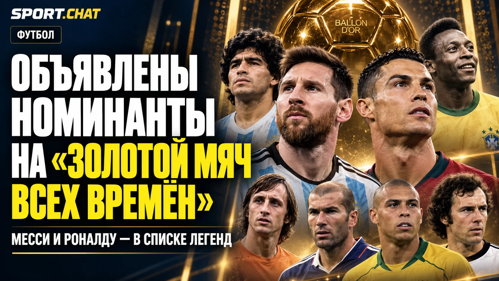 Месси, Роналду и ещё восемь легенд: France Football объявил номинантов на «Золотой мяч всех времён»