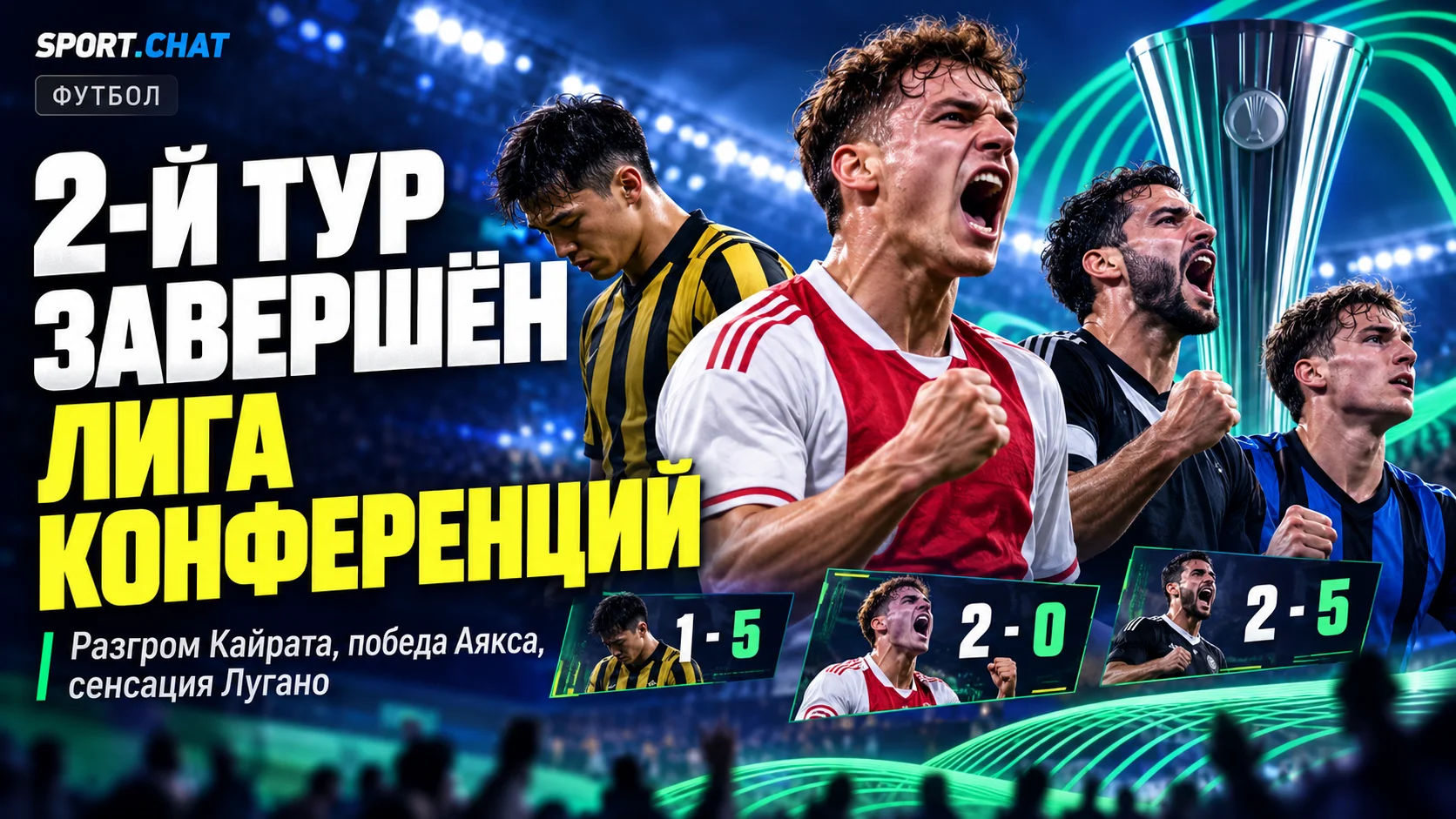 Лига конференций: завершился 2-й тур — разгром «Кайрата», сенсация «Лугано» и победа «Аякса» над «Аталантой»