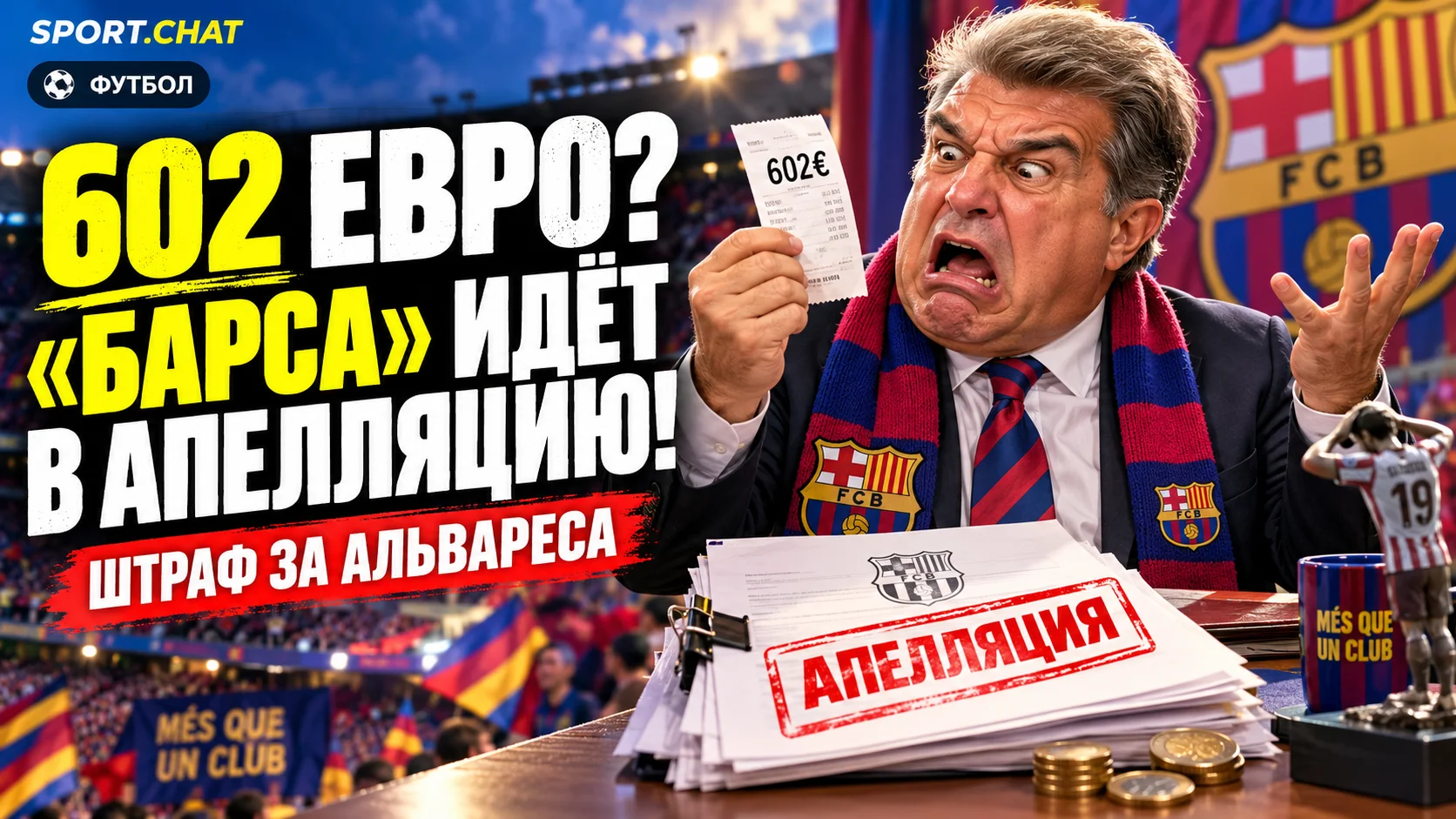 «Барселона» отказалась платить штраф в 602 евро за переговоры с Альваресом и готовит апелляцию