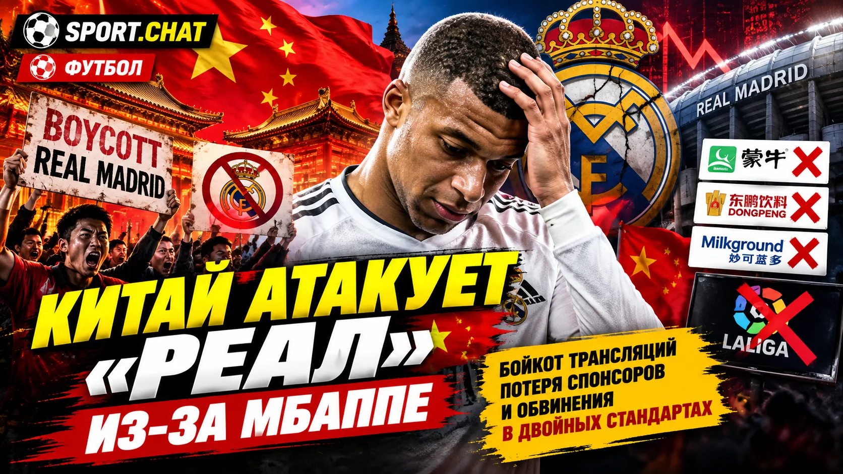 Китай обрушился на «Реал» из-за Мбаппе: обвинения в двойных стандартах, бойкот трансляций и потеря спонсоров