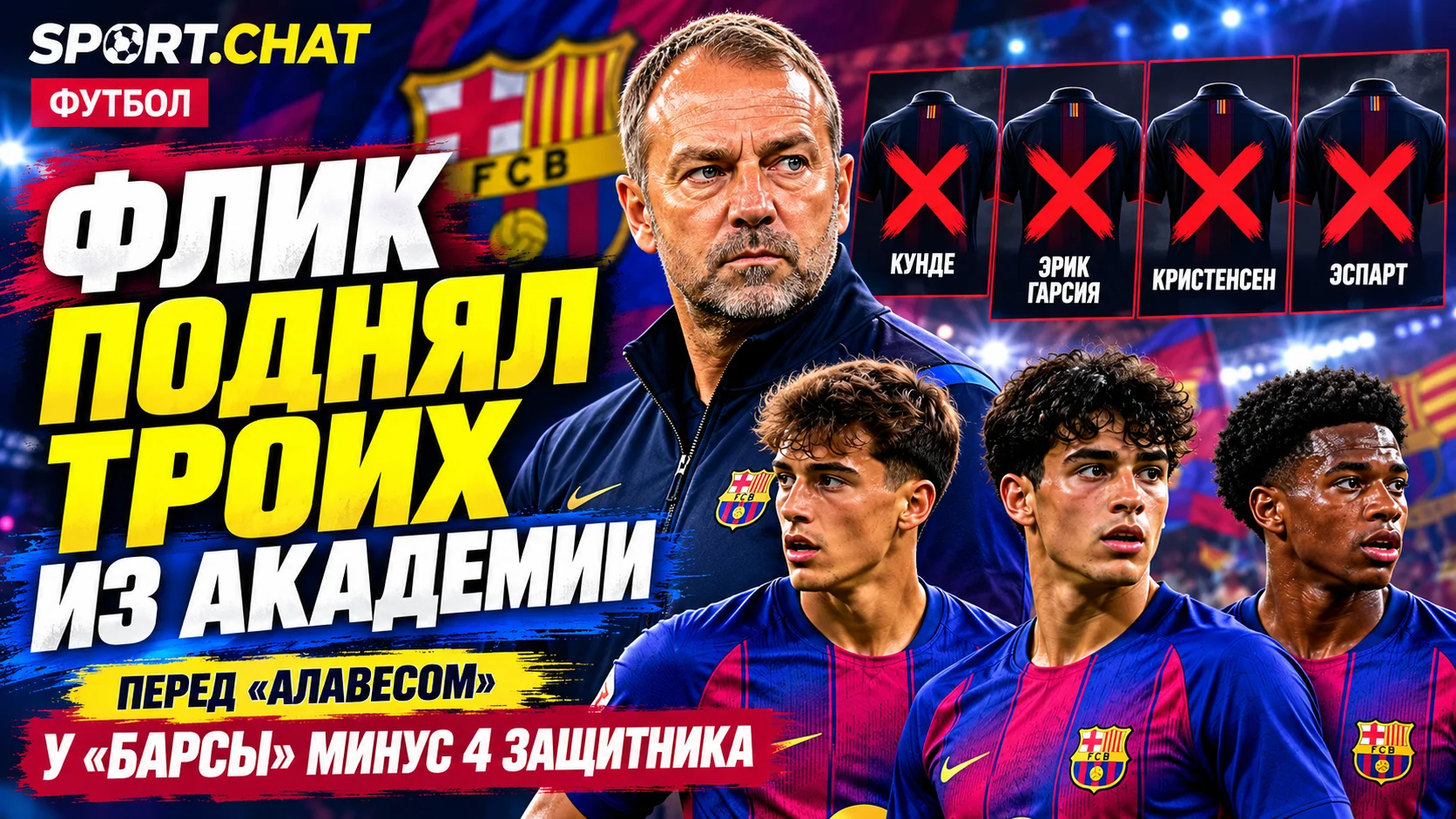 «Барселона» осталась без четырёх защитников! Флик срочно привлёк трёх воспитанников академии