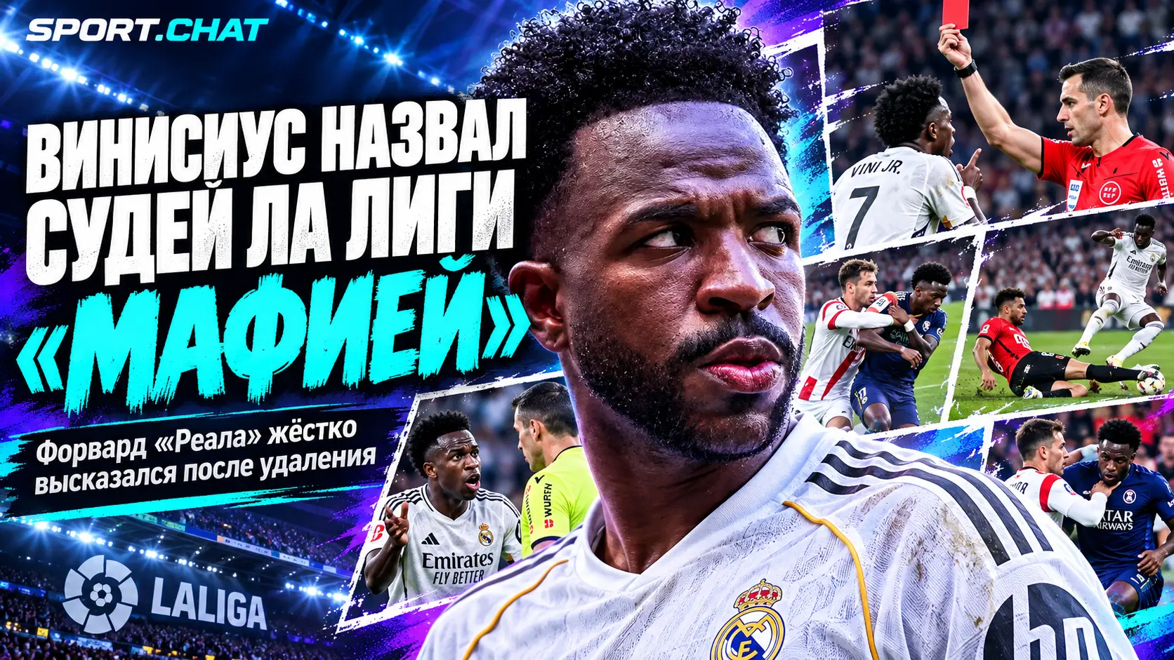 Винисиус назвал судей Ла Лиги «мафией» после удаления в матче с «Вильярреалом»