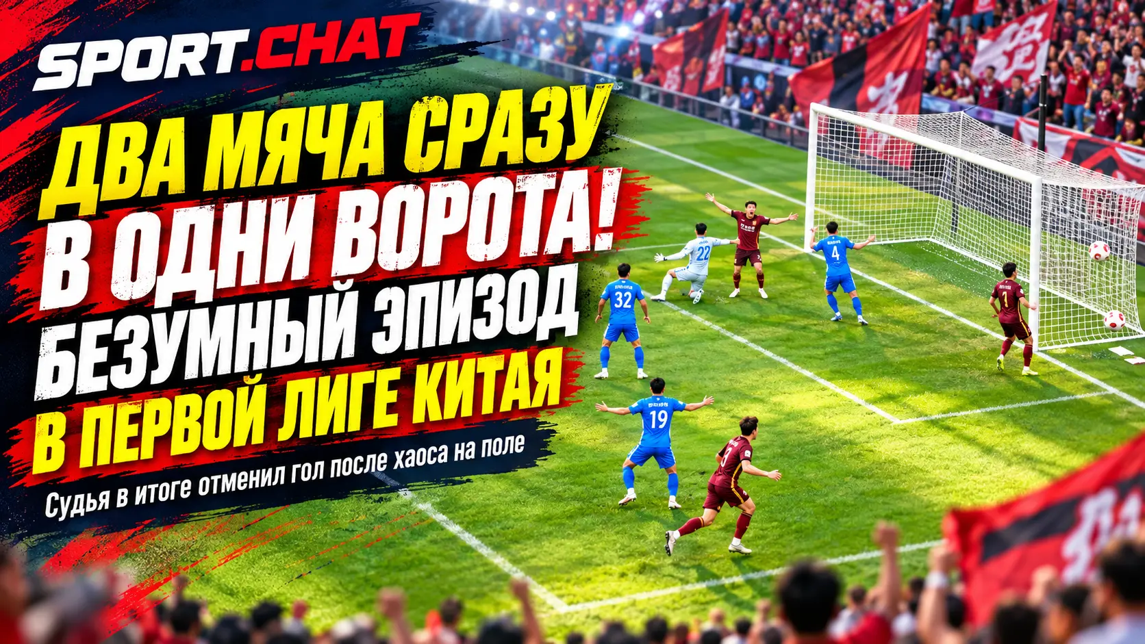 Два мяча одновременно залетели в одни ворота! Безумный эпизод в Первой лиге Китая